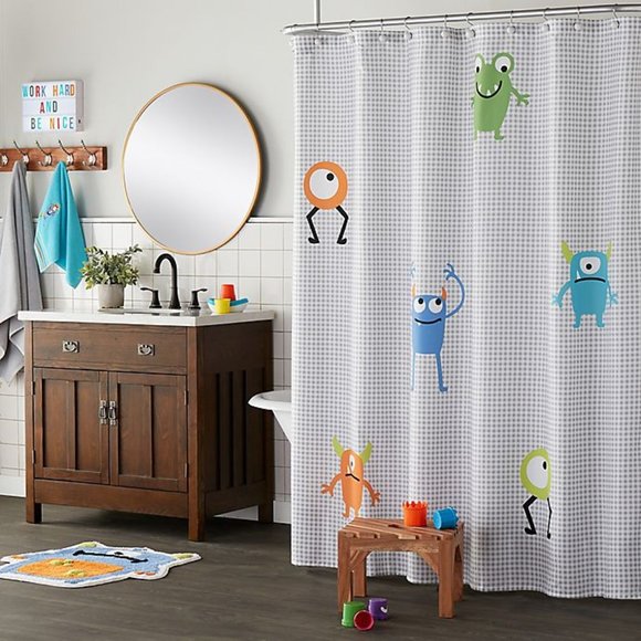 Monsters Fabric Shower Curtain & Hand Towel - Picture 1 of 8